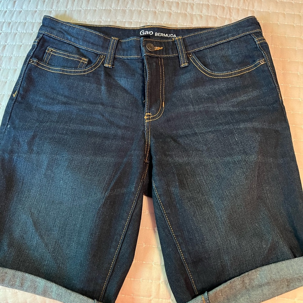 Gap dark denim Bermuda shorts jeans stretch women 6 28